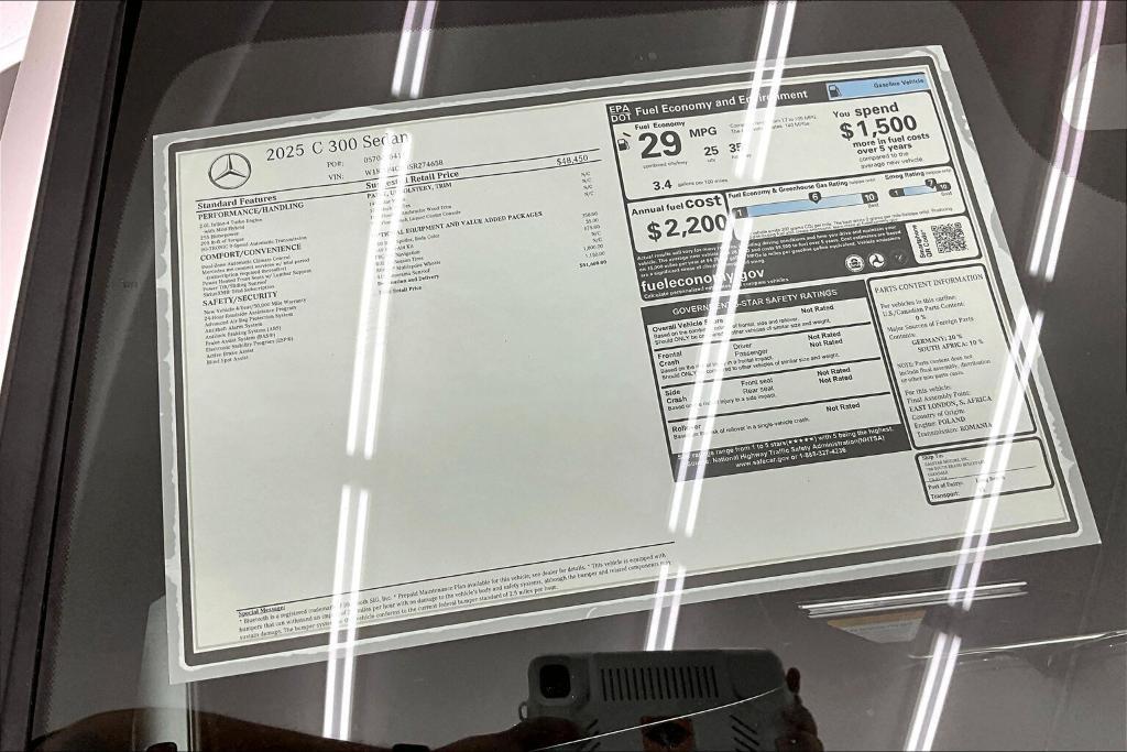 new 2025 Mercedes-Benz C-Class car, priced at $51,660