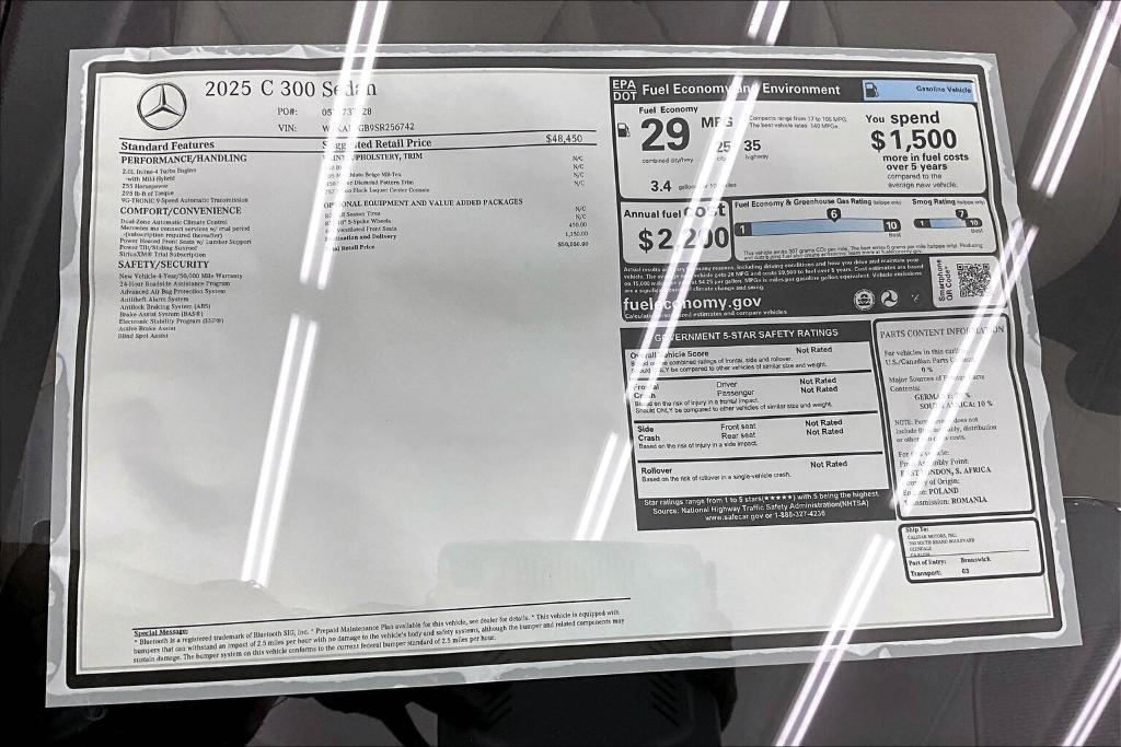 new 2025 Mercedes-Benz C-Class car, priced at $50,050