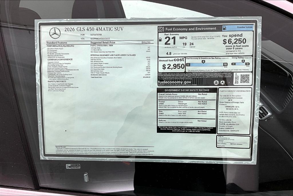 new 2026 Mercedes-Benz GLS 450 car, priced at $93,580