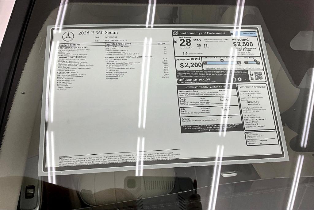 new 2026 Mercedes-Benz E-Class car, priced at $73,175