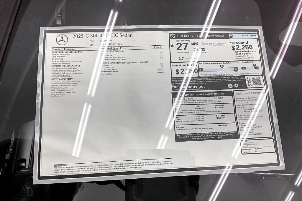 new 2025 Mercedes-Benz C-Class car, priced at $51,635