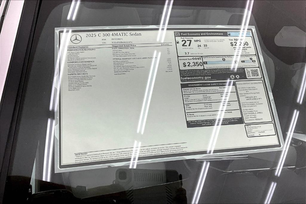 new 2025 Mercedes-Benz C-Class car, priced at $55,755
