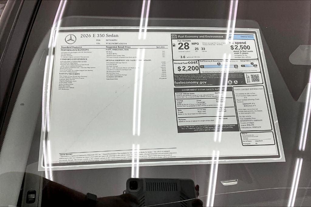 new 2026 Mercedes-Benz E-Class car, priced at $71,545