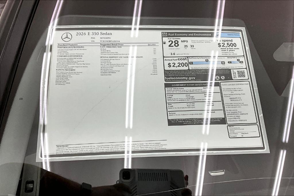 new 2026 Mercedes-Benz E-Class car, priced at $71,545
