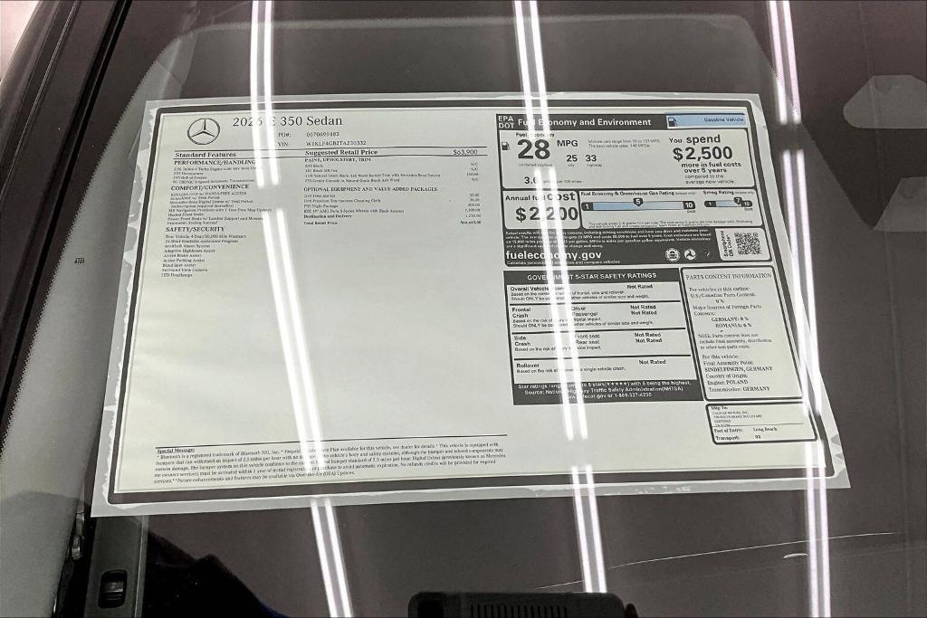 new 2026 Mercedes-Benz E-Class car, priced at $66,665