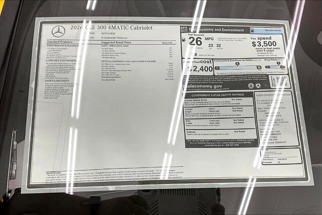 new 2026 Mercedes-Benz CLE 300 car, priced at $74,115