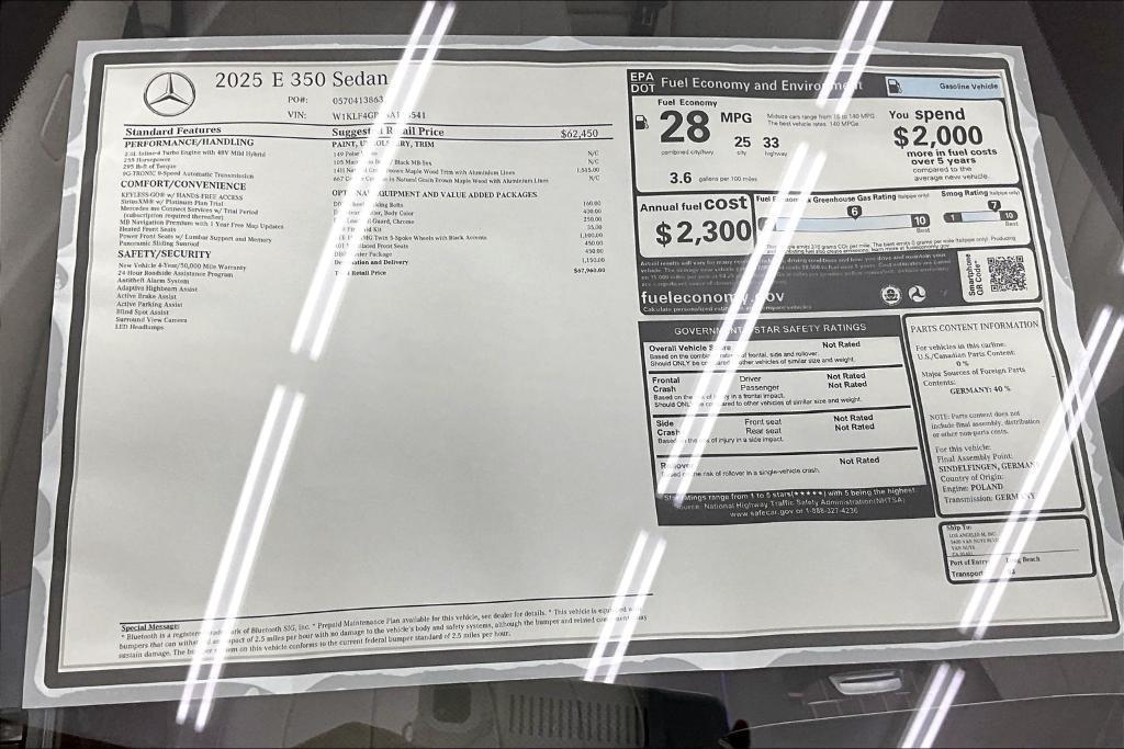 new 2025 Mercedes-Benz E-Class car, priced at $67,960