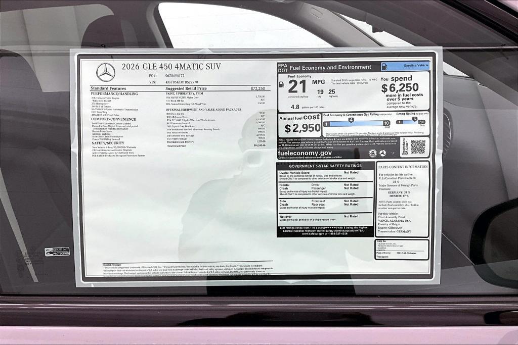 new 2026 Mercedes-Benz GLE 450 car, priced at $81,245