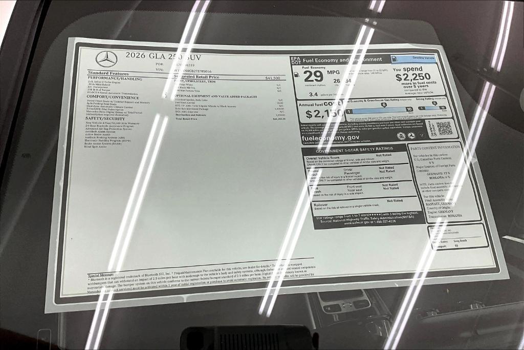 new 2026 Mercedes-Benz GLA 250 car, priced at $44,285