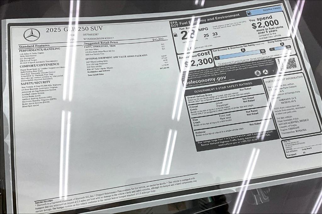 new 2025 Mercedes-Benz GLB 250 car, priced at $47,420