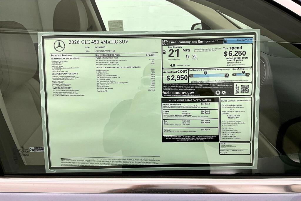 new 2026 Mercedes-Benz GLE 450 car, priced at $85,795