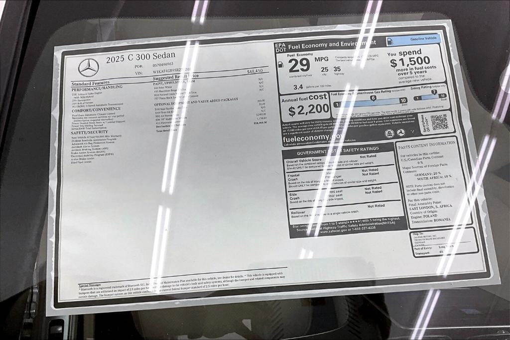 new 2025 Mercedes-Benz C-Class car, priced at $50,985