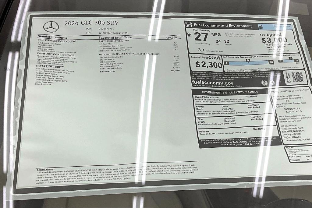 new 2026 Mercedes-Benz GLC 300 car, priced at $53,465