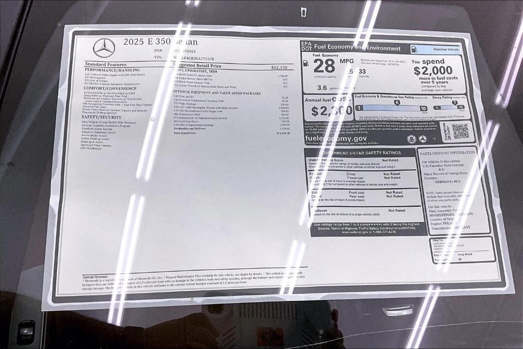 new 2025 Mercedes-Benz E-Class car, priced at $72,495