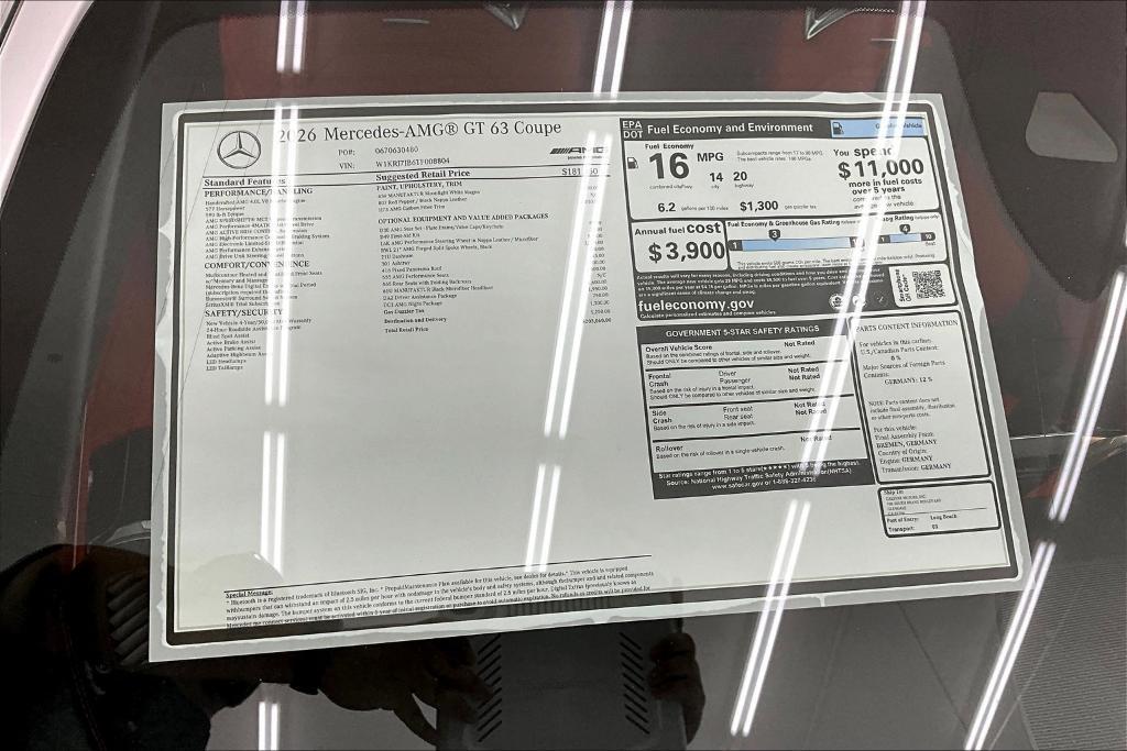 new 2026 Mercedes-Benz AMG GT 63 car, priced at $203,060