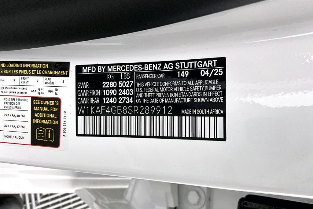 new 2025 Mercedes-Benz C-Class car, priced at $50,705