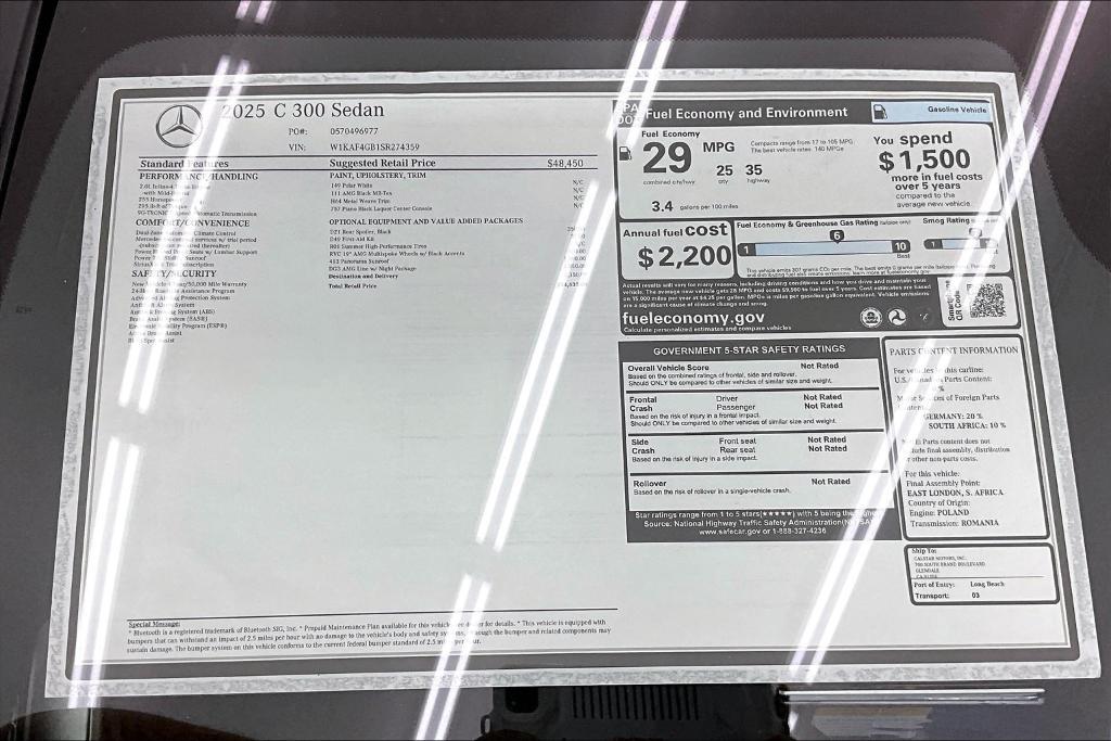 new 2025 Mercedes-Benz C-Class car, priced at $54,635