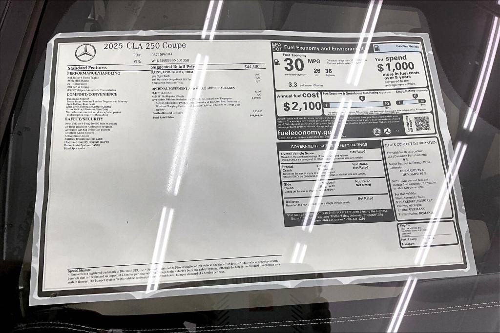 new 2025 Mercedes-Benz CLA 250 car, priced at $44,365