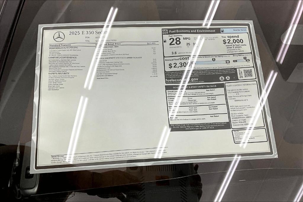 new 2025 Mercedes-Benz E-Class car, priced at $71,295
