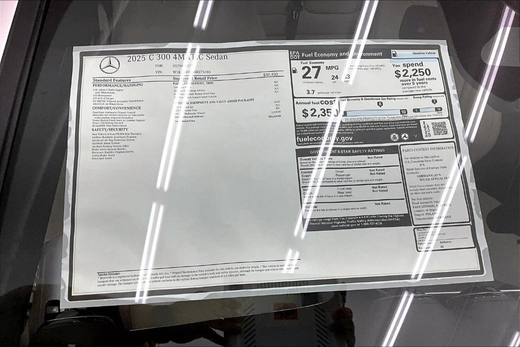 new 2025 Mercedes-Benz C-Class car, priced at $51,635