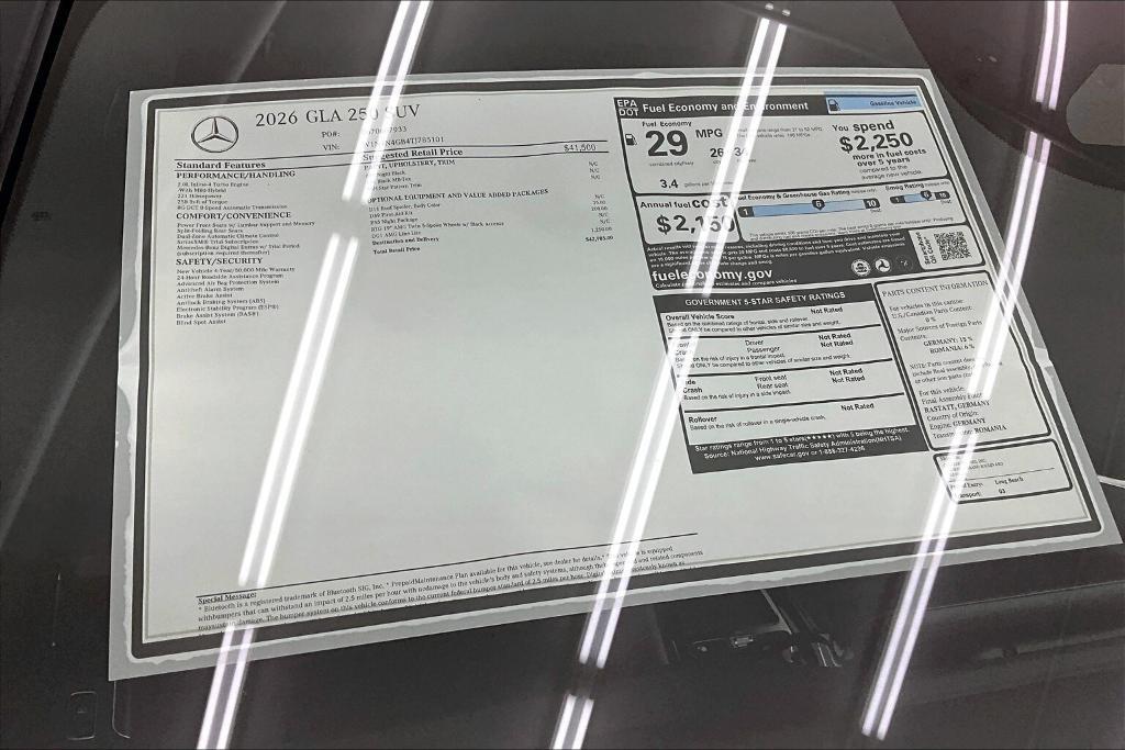 new 2026 Mercedes-Benz GLA 250 car, priced at $42,985