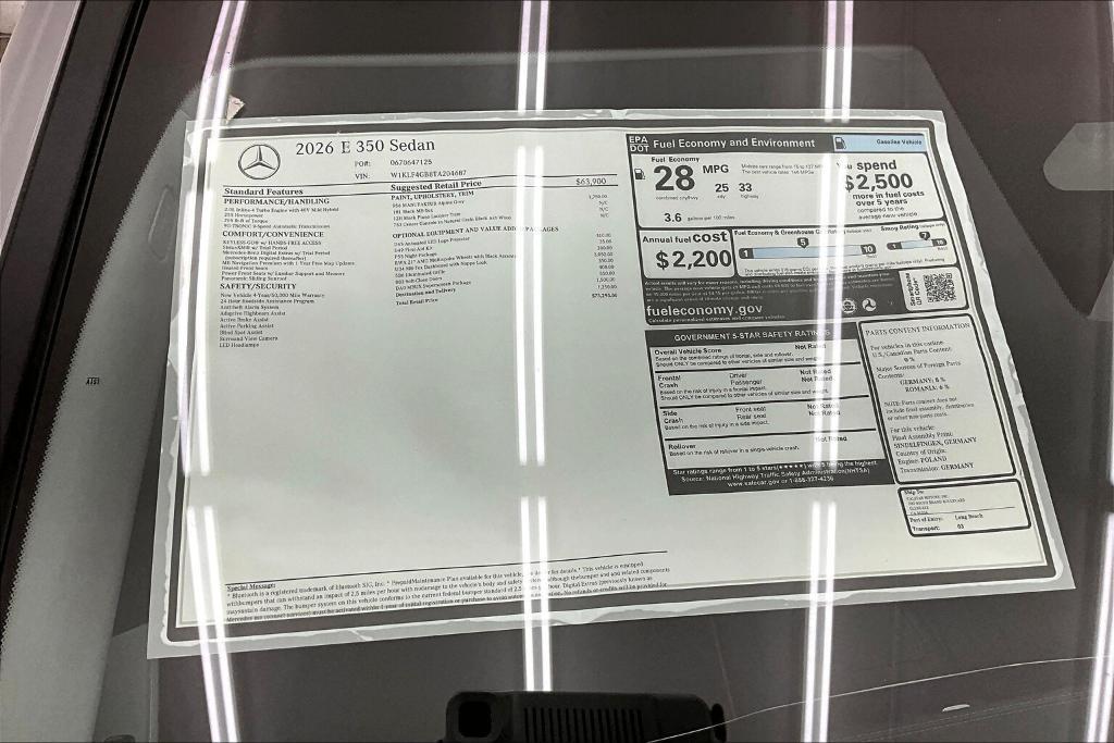new 2026 Mercedes-Benz E-Class car, priced at $73,295