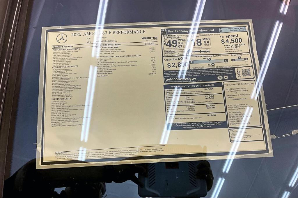 new 2025 Mercedes-Benz AMG S 63 E car, priced at $203,255