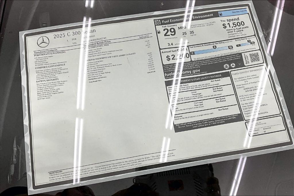 new 2025 Mercedes-Benz C-Class car, priced at $58,095