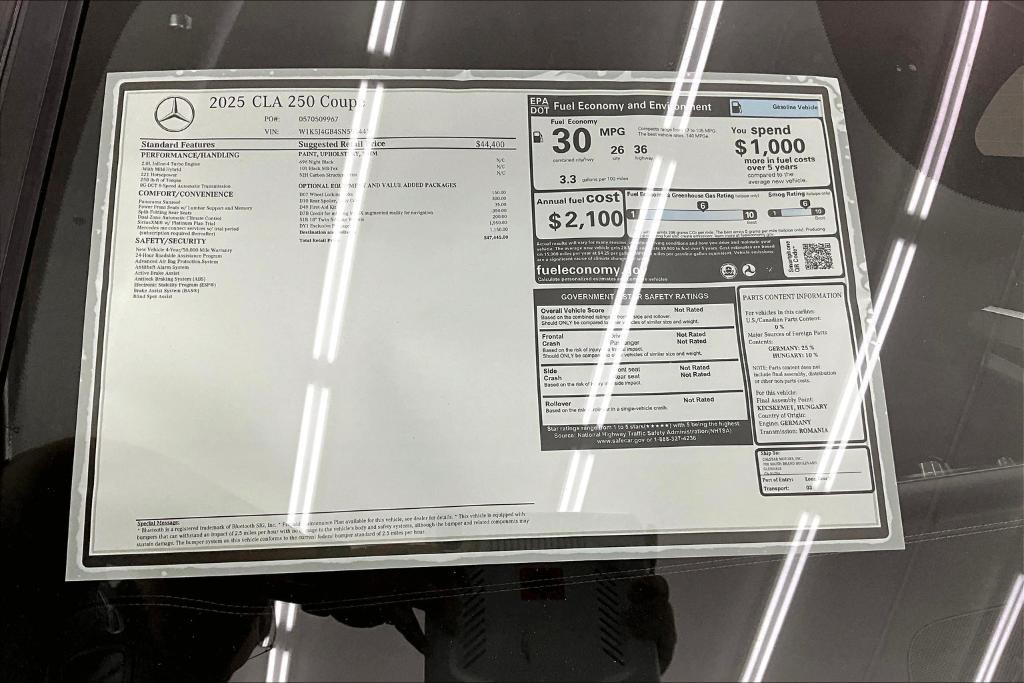 new 2025 Mercedes-Benz CLA 250 car, priced at $47,445
