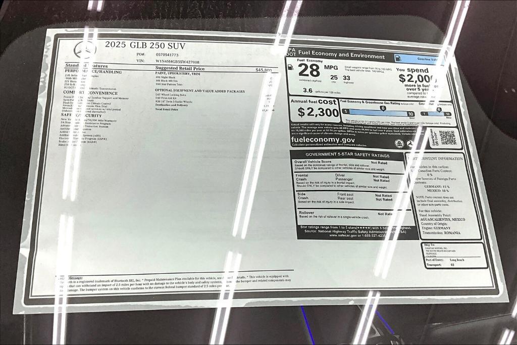 new 2025 Mercedes-Benz GLB 250 car, priced at $47,145