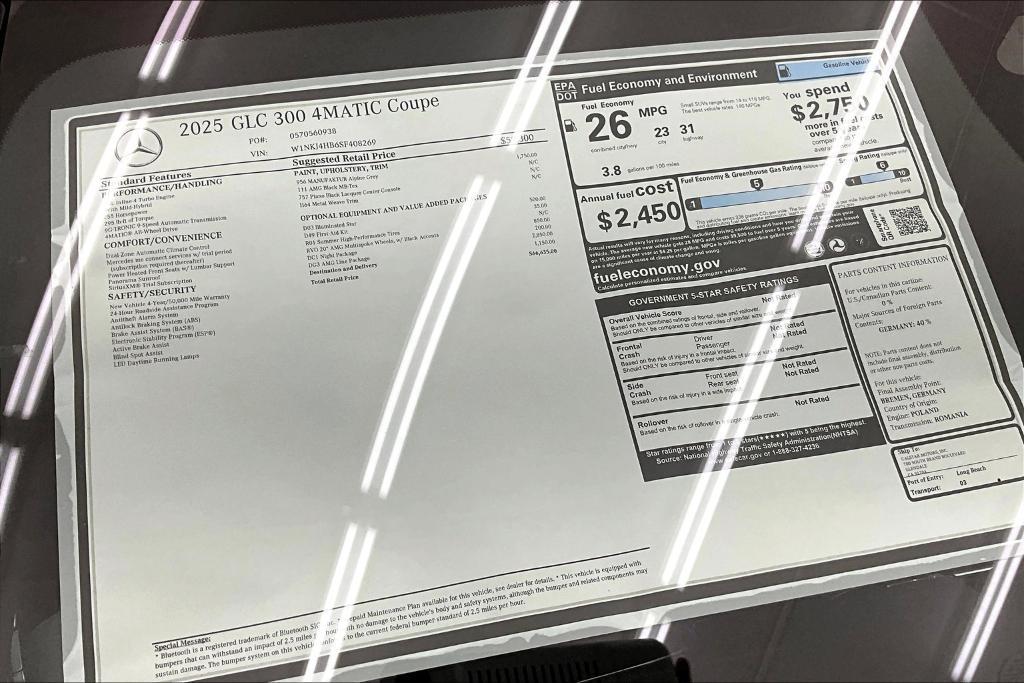 new 2025 Mercedes-Benz GLC 300 car, priced at $66,635