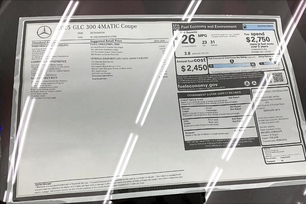 new 2025 Mercedes-Benz GLC 300 car, priced at $69,325
