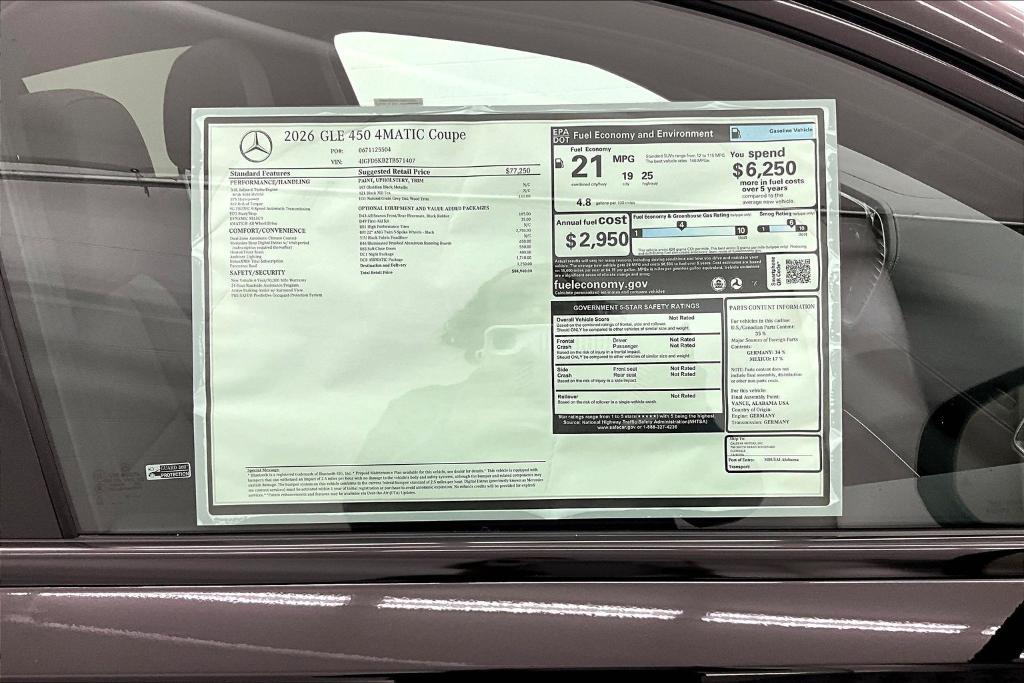 new 2026 Mercedes-Benz GLE 450 car, priced at $84,940