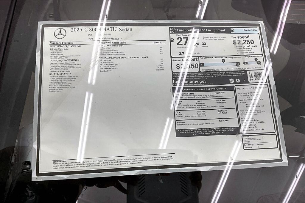 new 2025 Mercedes-Benz C-Class car, priced at $52,635