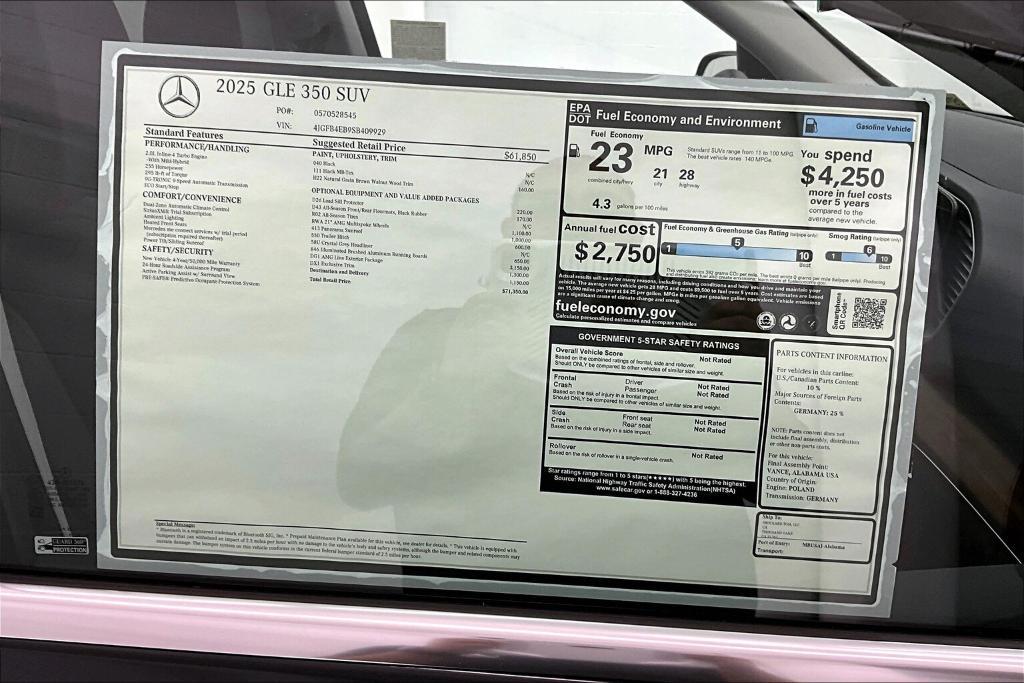new 2025 Mercedes-Benz GLE 350 car, priced at $71,350
