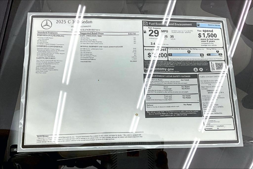 new 2025 Mercedes-Benz C-Class car, priced at $51,380