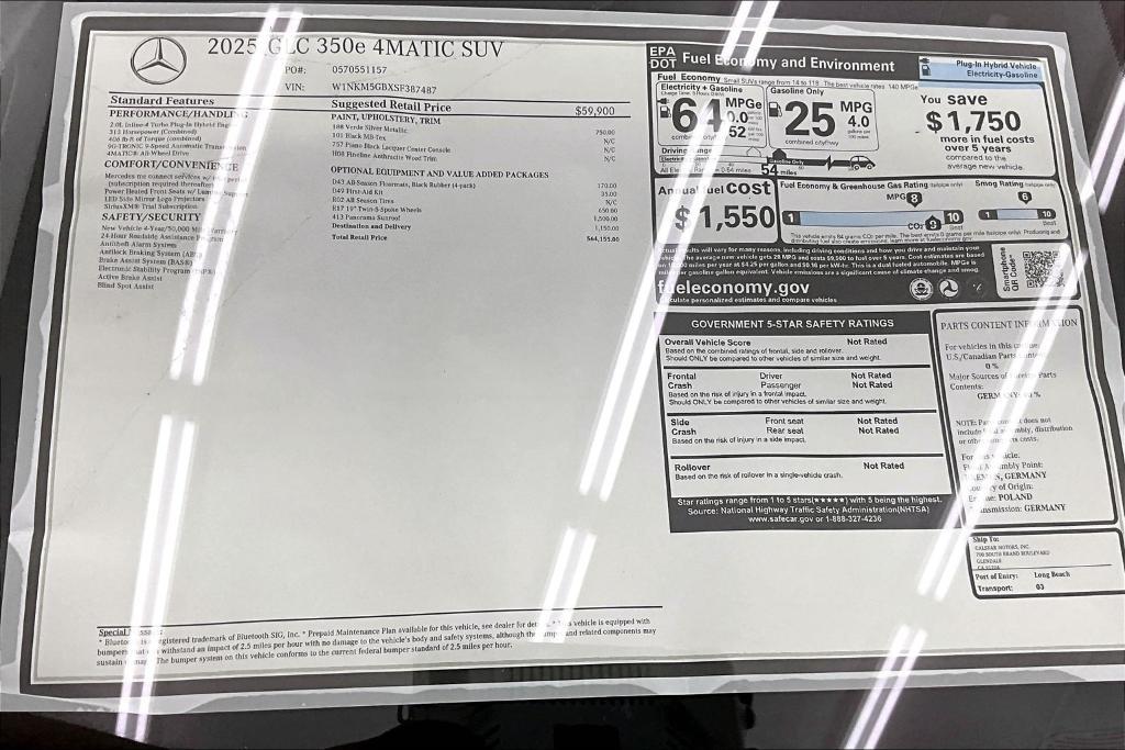 new 2025 Mercedes-Benz GLC 350e car, priced at $64,155