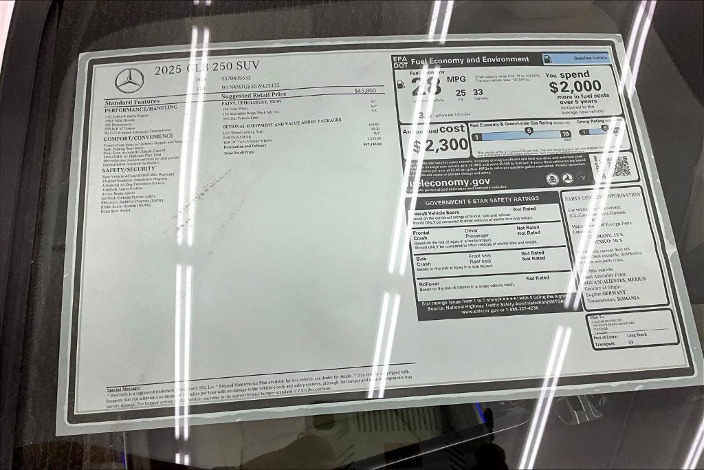 new 2025 Mercedes-Benz GLB 250 car, priced at $47,145