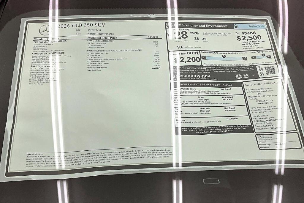 new 2026 Mercedes-Benz GLB 250 car, priced at $48,035