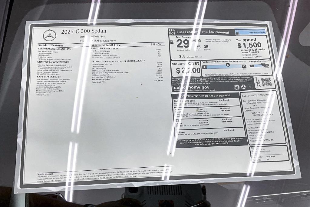 new 2025 Mercedes-Benz C-Class car, priced at $56,060