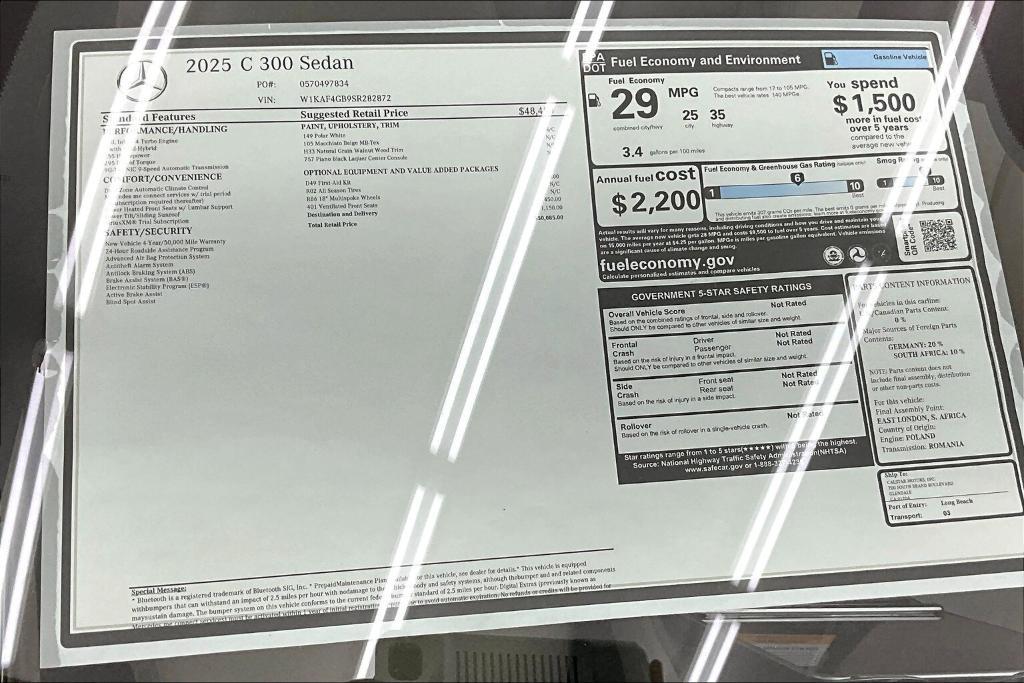 new 2025 Mercedes-Benz C-Class car, priced at $50,085