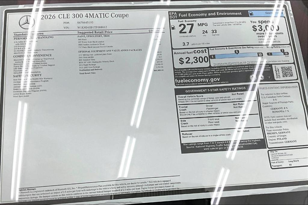 new 2026 Mercedes-Benz CLE 300 car, priced at $66,885