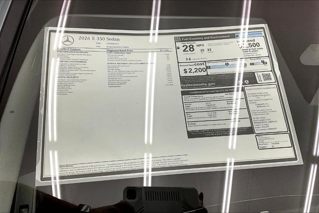 new 2026 Mercedes-Benz E-Class car, priced at $74,125