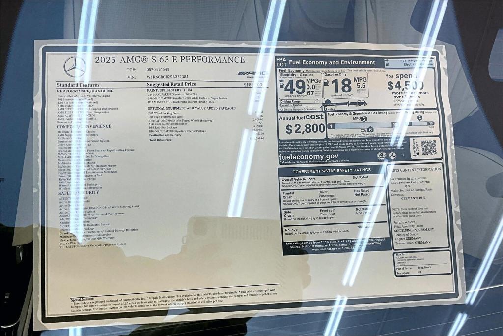 new 2025 Mercedes-Benz AMG S 63 E car, priced at $212,760