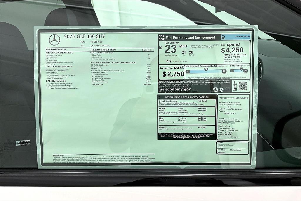new 2025 Mercedes-Benz GLE 350 car, priced at $69,730