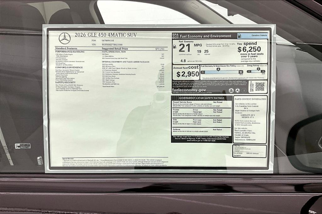 new 2026 Mercedes-Benz GLE 450 car, priced at $79,995
