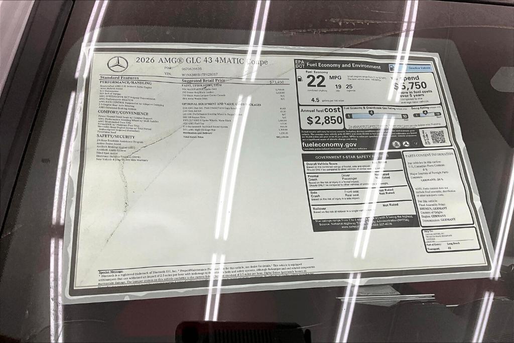 new 2026 Mercedes-Benz AMG GLC 43 car, priced at $82,105