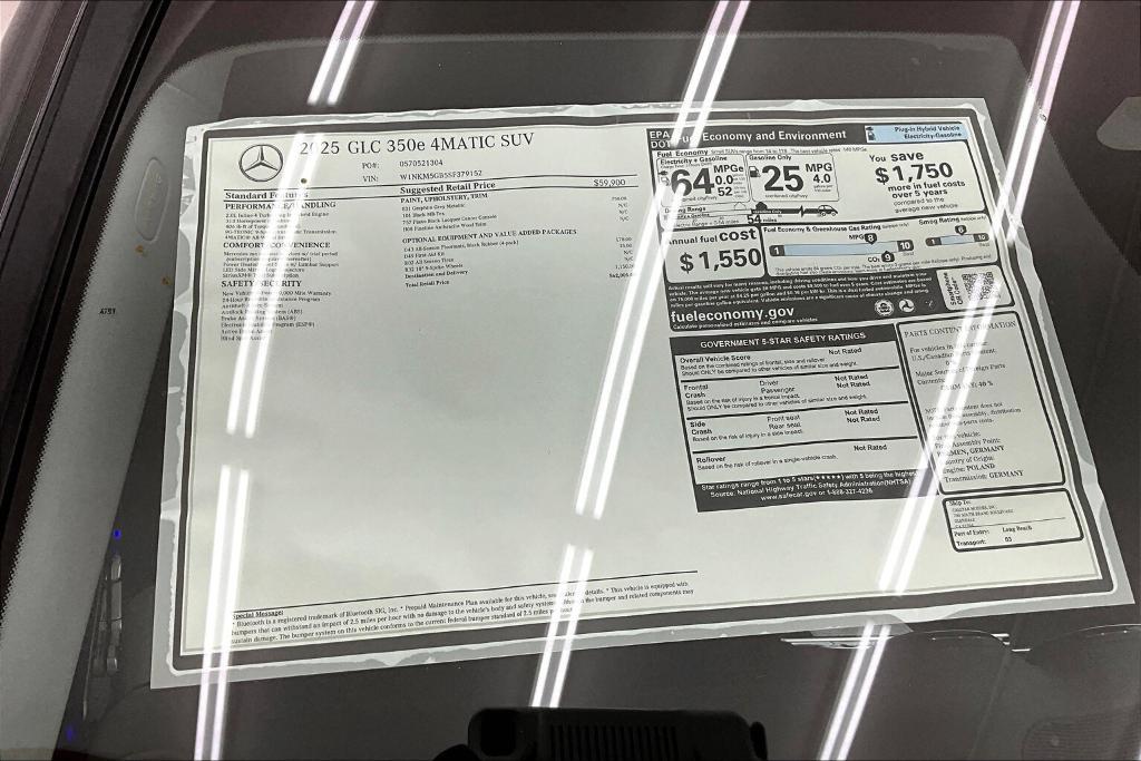 new 2025 Mercedes-Benz GLC 350e car, priced at $62,005