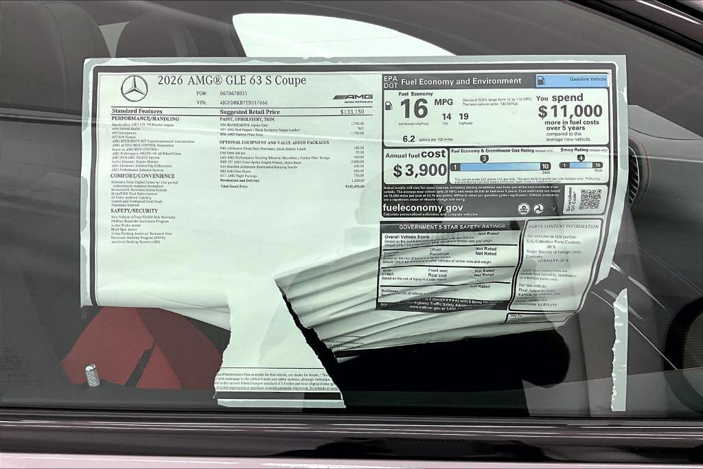 new 2026 Mercedes-Benz AMG GLE 63 car, priced at $142,470
