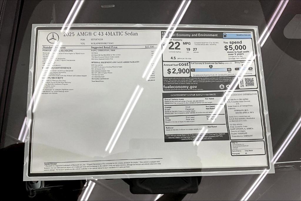 new 2025 Mercedes-Benz AMG C 43 car, priced at $64,685